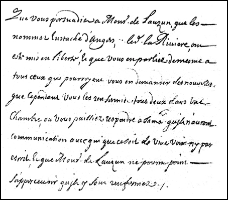 Extrait de la lettre de Louvois à Saint-Mars du 8 avril 1680